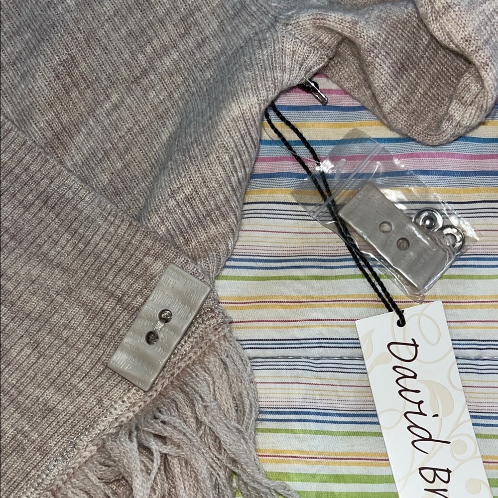 David Brooks Light Beige Fringed Wrap Cardigan Italian Wool S - Picture 8 of 8
